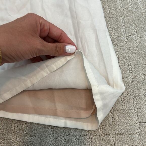 Maje white silk blend mini dress black mesh  accent flutter sleeve sleeveless - Picture 5 of 9